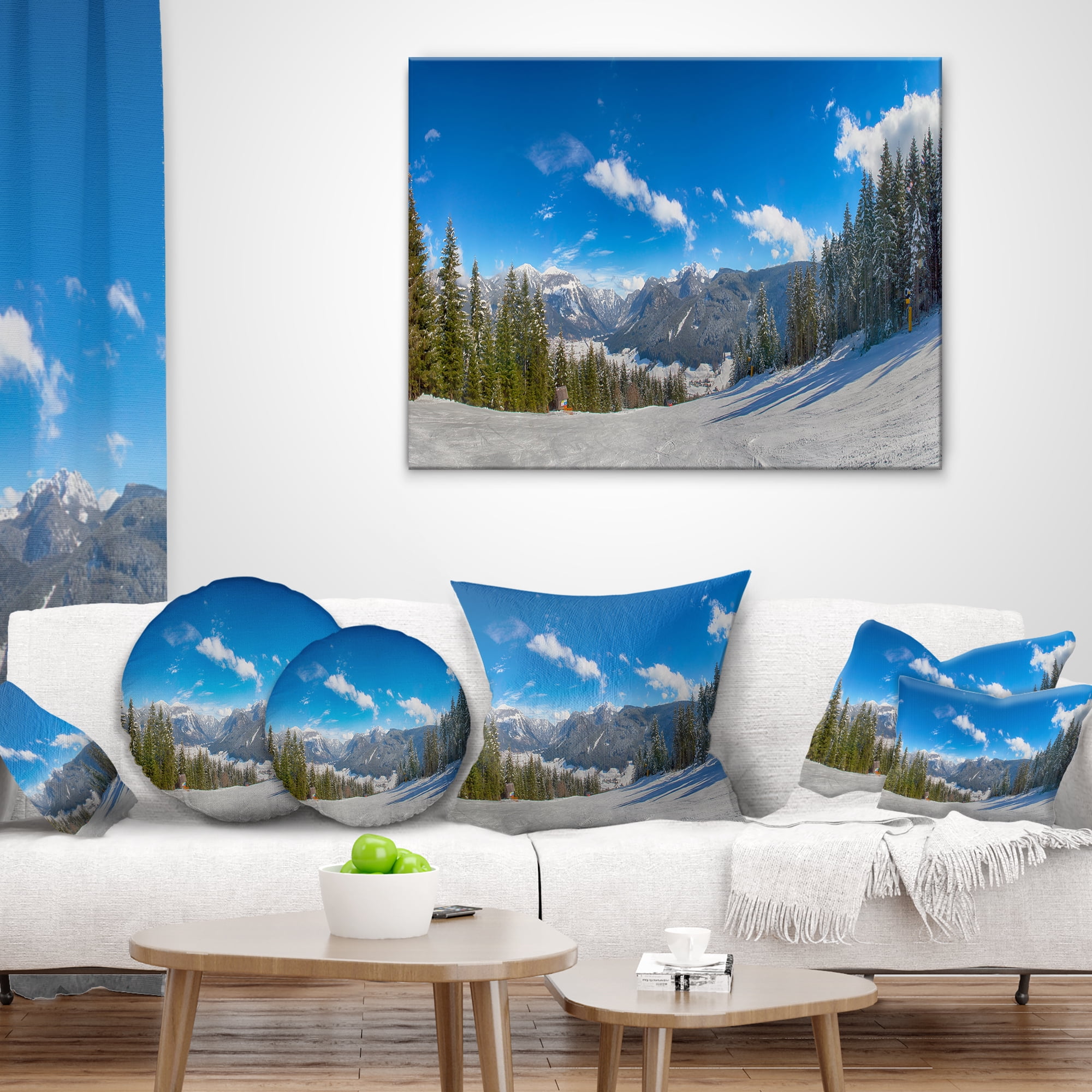 Designart 12" x 20" Blue Polyester Throw Pillow