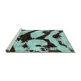thumbnail image 2 of Ahgly Company Machine Washable Indoor Square Abstract Turquoise Blue Modern Area Rugs, 6' Square, 2 of 4
