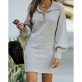 thumbnail image 4 of Women Casual V Neck Knit Mini Fall Sweater Dresses Long Sleeve Loose Fit Solid Color Ribbed Pullover Jumper Sweaters, 4 of 7