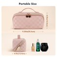 thumbnail image 2 of Bolsa de maquillaje Prite Travel impermeable de piel vegana a cuadros rosa, 2 of 9