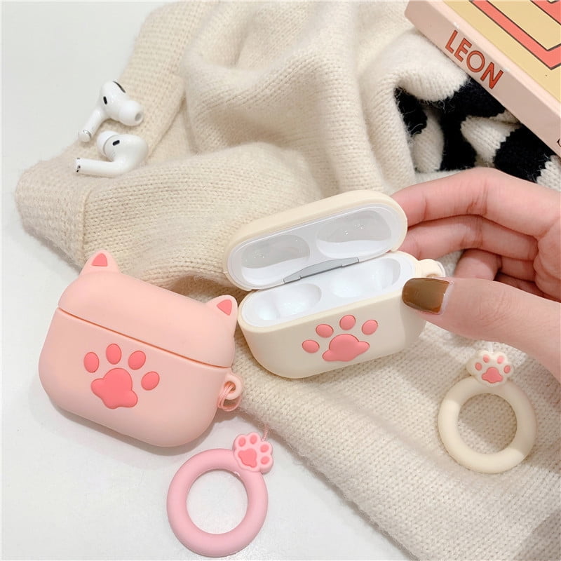 AirPods Pro Case 3D Cute Cartoon Cat Paw with Keyring, GMYLE Silicone  Protective Shockproof Earbuds Case Cover Skin Compatible for Apple AirPods  Pro 