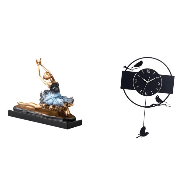 Estatua de bailarina de ballet, figura de bailarina, reloj de pared decorativo, reloj de pared, péndulo oscilante, material de resina acrílica, adecua