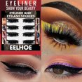 thumbnail image 4 of Eelhoe - Pasta para pestañas y sombras de ojos autoadhesivas, 7 colores, delineador con purpurina, sin pegamento, autoadhesiva, para maquillaje de ojos, color verde, 4 of 5