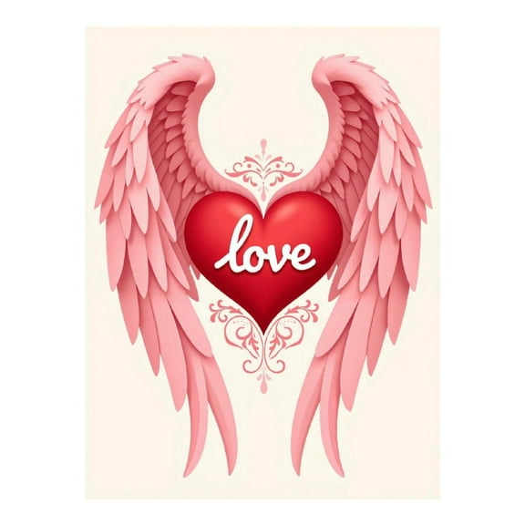 Diamond Art Kit for Adults, Heart Wings Love Design Diamond Painting for Adults Beginners, DIY Diamond Art Painting Kits, 5D Diamond Painting Crafts for Home Decor 12x16 Frameless