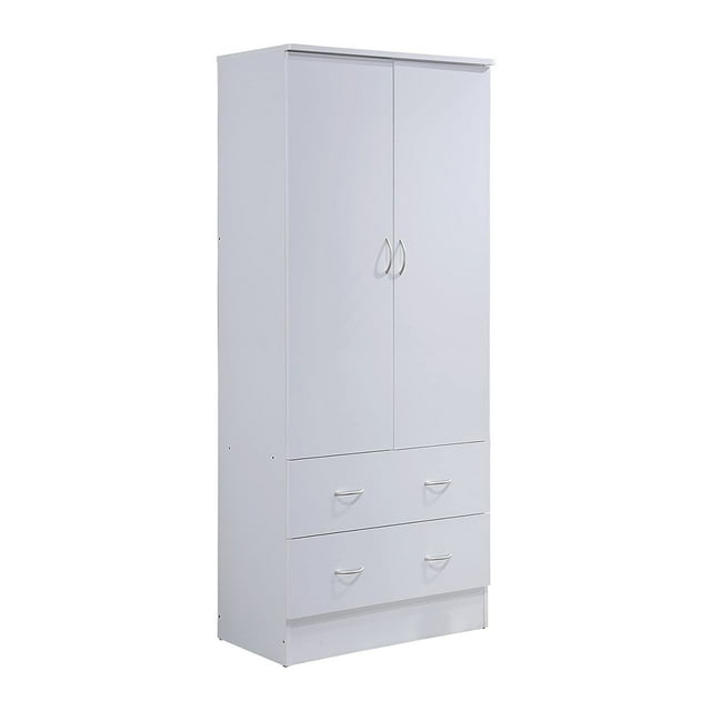 Hodedah 6 Foot 2 Door 2 Drawer Wardrobe Armoire with Hanging Bar, Black