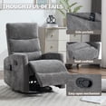 thumbnail image 2 of Leumius Swivel Recliner Chair,360° Glider Rocking Chair with Massage and Heating,Soft Chenille Small Manual Recliner for Nursery Home Theater,Dark Gray(Chenille), 2 of 7
