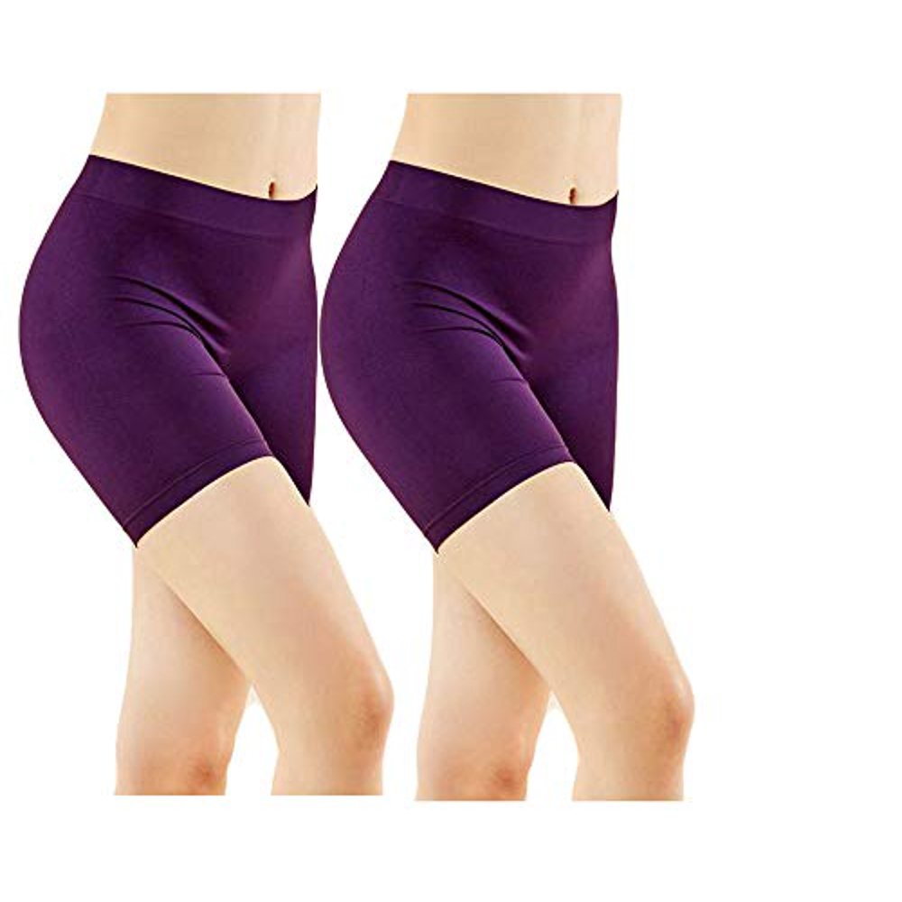 Gilbin's 2 Pack Women's Seamless Stretch Yoga Exercise Shorts (Purple