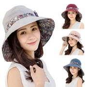 VISLAND Hat For Women - 1PC Wide Brim Cotton Hat - Reversible Foldable Cap For Summer Sun Beach Travel