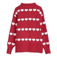 thumbnail image 2 of yillto Womens Valentine's Day Sweaters Heart Printed Knit Long Sleeve Tops Round Neck Pullover Sweater Clothes, 2 of 5