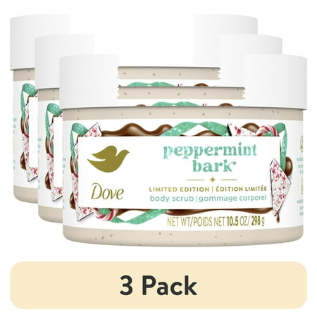(3 pack) Dove Exfoliating Body Scrub for Women Peppermint Bark, 10.5 oz