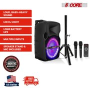 5 Core Party Speaker w Microphone 400W Big Rechargeable Bluetooth Loud PA DJ Karaoke System w Stand