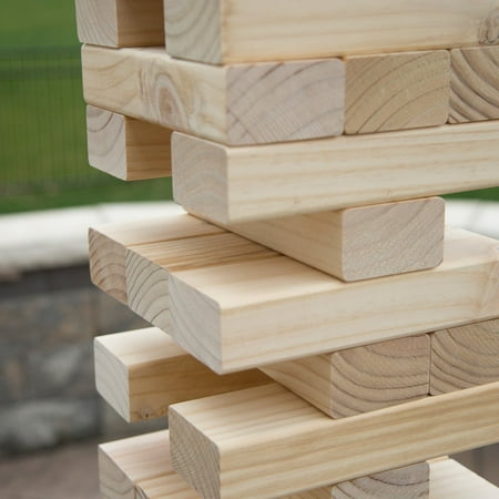 Classic Giant Wooden Blocks Tower Stacking Game, Outdoors Yard Game, For Adults, Kids, Boys and Girls by Hey! Play!