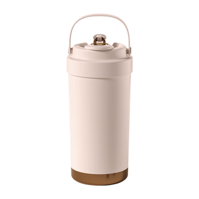 Pisexur Batería de cocina Taza de café con revestimiento de cerámica de alto color y pajita, portátil, doble aislamiento, para hombres, mujeres y estudiantes. para la cocina del hogar