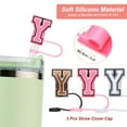 thumbnail image 3 of Uxcell 3 Pcs Letter Charm Accessories with 3 Pcs 0.36'' Straw Cover Cap Black White Red Letter Y, 3 of 5