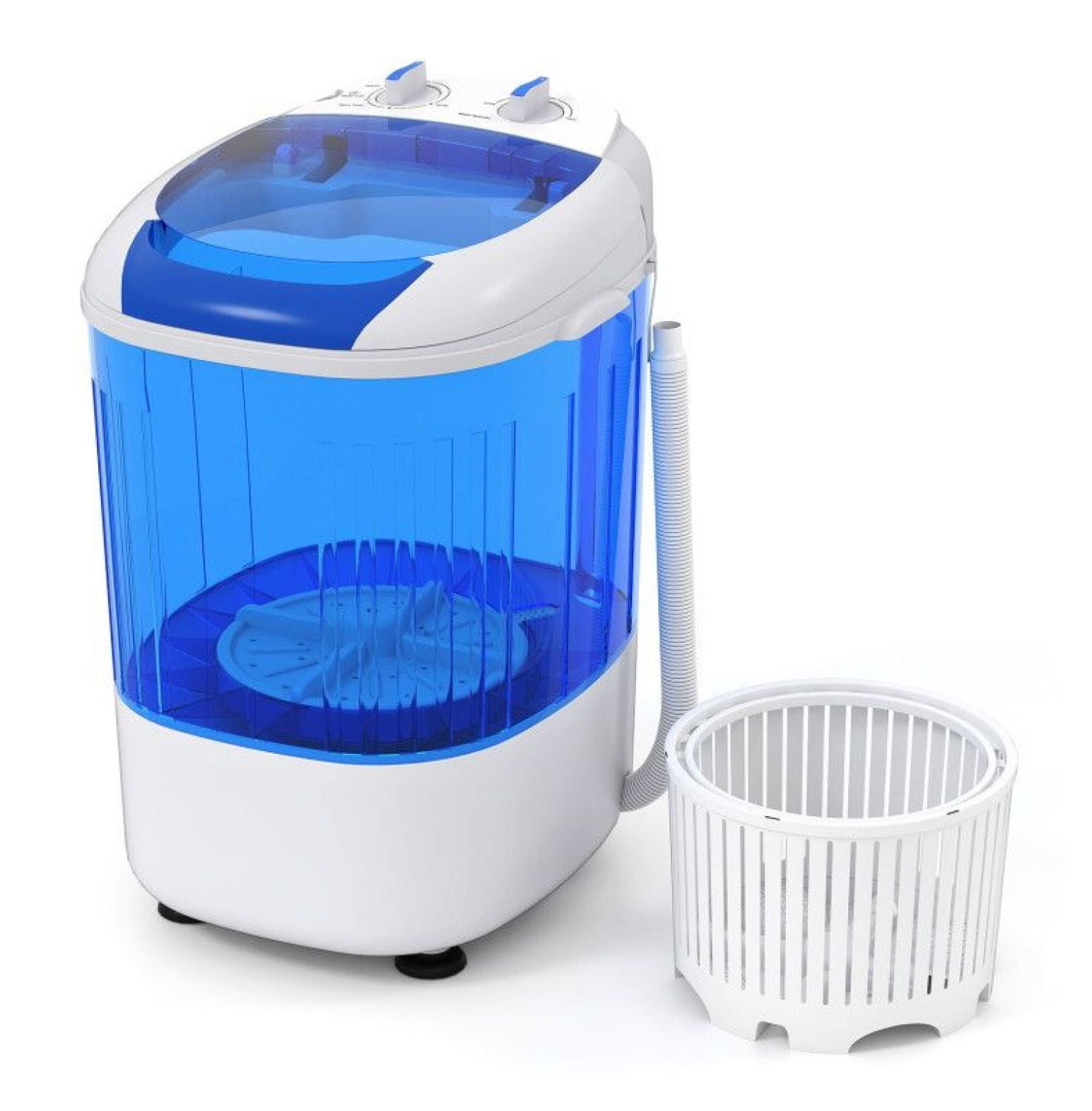 Mini Washing Machine Portable Semi-Automatic Washer with Spin Dryer - 2.5kg Capacity - Compact Laundry Machine for Apartments, Dorms, RVs - Blue/Gray