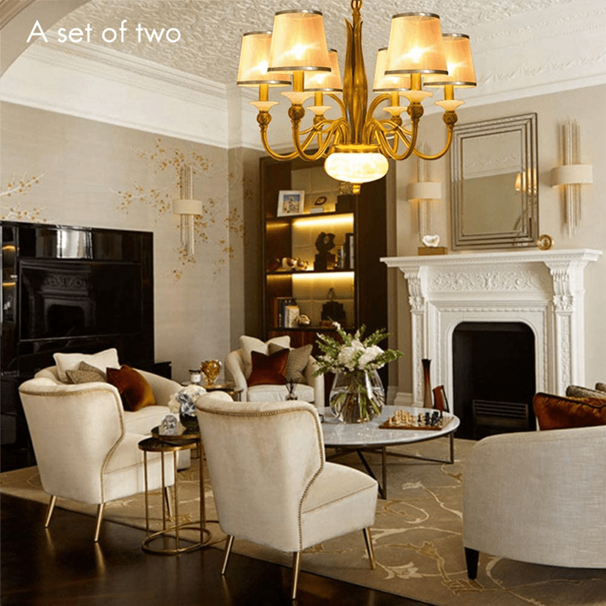 4 Pack Clip on Gauze Chandelier Lamp Shades Little Upright Wall Candle Light Lampshade (Gold)