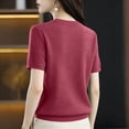 thumbnail image 3 of Short Sleeve Sweaters for Womens Summer Crew Neck Knit Sweater Shirts Business Casual Work Tops 2026 Spring Outfits Hot Pink L, 3 of 5