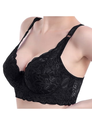 Women Plus Size Underwire Push-Up Bras D-Cup Thin Mold Lace Embroidery Bras  