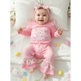 thumbnail image 4 of Spewahor Infant Baby Girl Easter Spring Jumpsuit 0 3 6 12 18 Months Long Sleeve Round Neck Floral Bunny Embroidery Rompers, 4 of 9