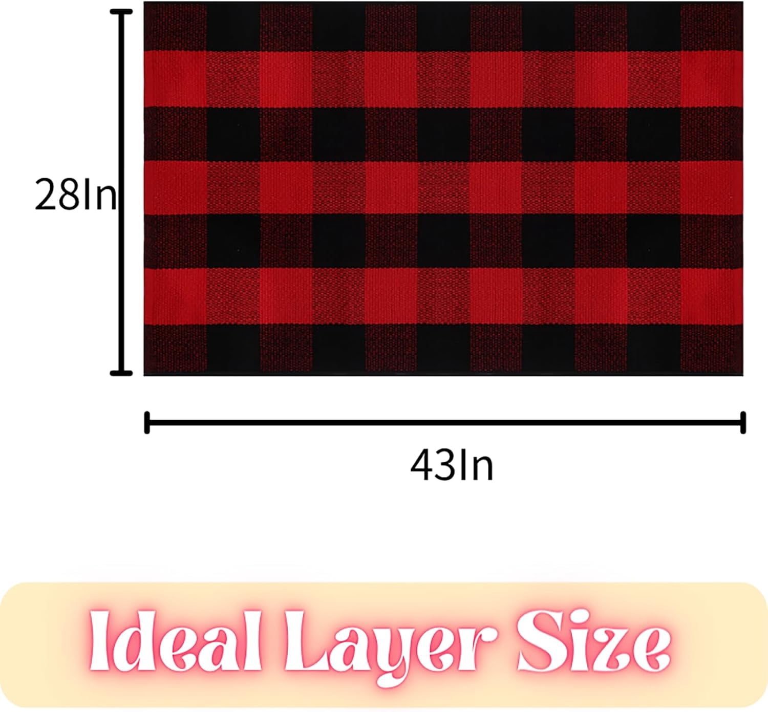 OMA Red Green and White Plaid Rug, 28" x 43" Christmas Front Porch Outdoor Rug, Handwoven Cotton Washable Rug for Layered Door Mats, Holiday Entryway and Home Décor