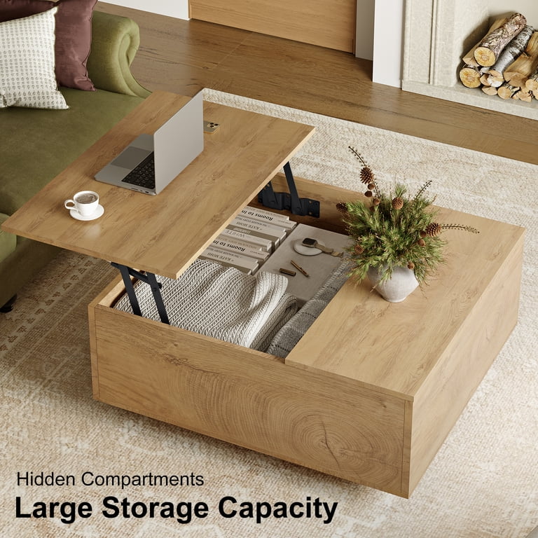 GUNAITO Lift Top Coffee Table with Storage, Square coffee table