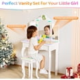 thumbnail image 6 of JOYMOR Luminous Unicorn Kids Vanity, 2-in-1 Toddler Vanity, w/Tri-Fold Mirror, 1 Drawer, Kids Vanity Table and Chair Set for Girls, Perfect Birthday, 6 of 7