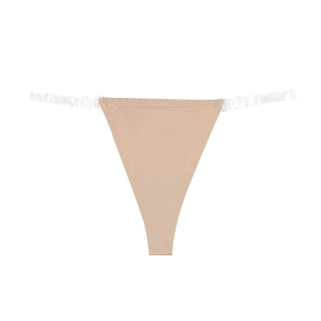 

BSDHBS Ladies Panties Women Underwear Ice Silk Seamless Transparent Thin Belt Underwear Low Waist Breathable Comfortable Underwear Beige Size L
