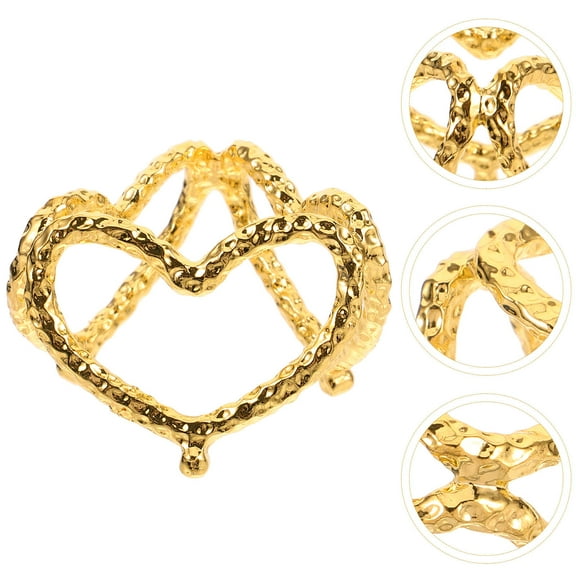 WASHWEPE 1Set Ornament Display Stand Golden Metal Heart Shaped For Home And Photography Use
