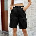 thumbnail image 2 of Fonma Cargo Shorts for Women Straight Leg High Waisted Casual Summer Jeans Knee Length Fashion Short Jeans 2025 with Pockets Black 2XL, 2 of 7