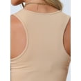 thumbnail image 5 of INSPIRE CHIC Women's Top Ribbed Knit Tank Crew Neck Sleeveless Crop Tassel Trim Vest M Khaki, 5 of 6