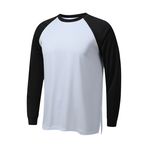 pstuiky manga larga para hombre, Camisa deportiva ligera y transpirable de manga larga con cuello redondo y bloques de color para hombre Tops casuales para hombres xl