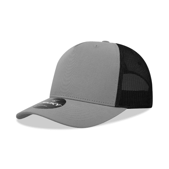Decky 6030 5 Panel Mid Profile Structured Cotton Blend Trucker-Grey/Black