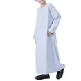 thumbnail image 7 of Otqutp Boys Arab Thobe Muslim Kaftan Kids 𝗜slamic Clothing Ethnic Trim Ramadan Prayer Clothing Long Sleeve Arabic Robe Dress, 7 of 7