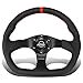 thumbnail image 2 of NRG Innovations RST-024MB-R-RD 3-Spoke Flat Bottom Suede Steering Wheel with Leather Cover + Horn Button, 6X70mm Bolt Pattern,Red Stitching, 2 of 4