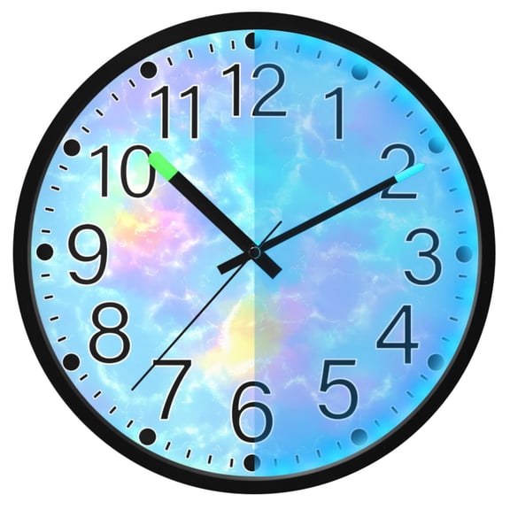 Ryvnso Tie Dye 12 Inch Night Light Wall Clock Silent Battery Operated Luminous Clocks
