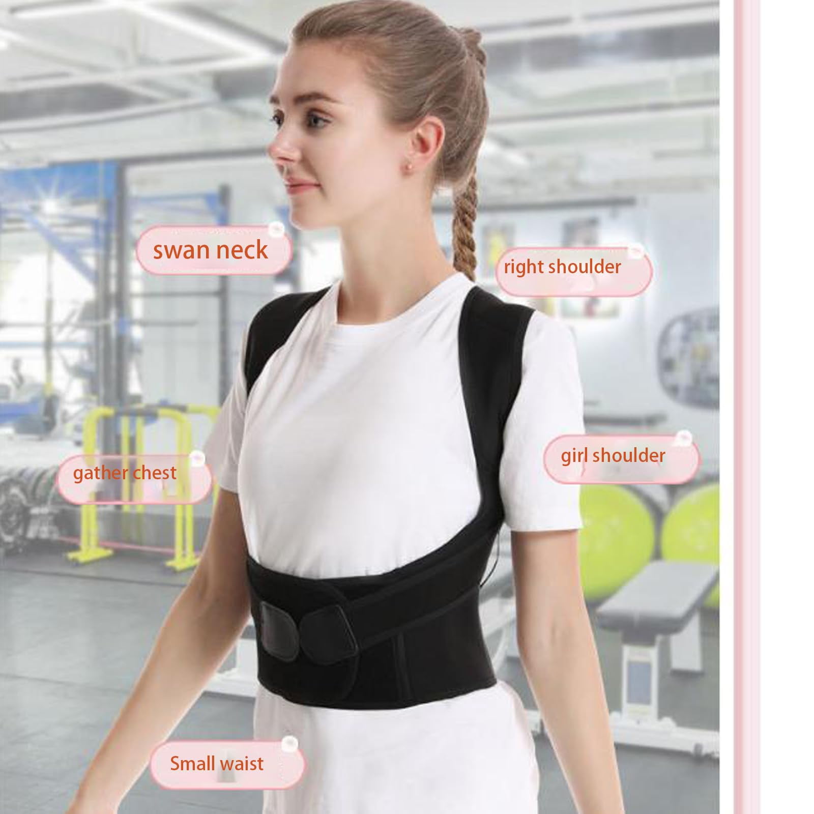 Back Brace for Posture, Adjustable Back Posture Belt Office Home Gym Unisex  