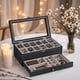 thumbnail image 1 of Caja de Relojes, Estuche de Madera para Relojes, 12 compartimentos, Tapa de Cristal, Almohadillas, Negro, 1 of 6