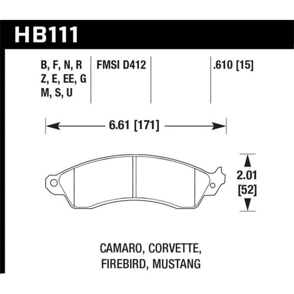 Hawk 1990-1990 Chevy Camaro Iroc-Z (w/Heavy Duty Brakes) High Perf. Street 5.0 Front Brake Pads