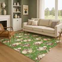 Addison Rugs Mayfield Premium Machine Washable Transitional Holiday Ornament Green Rectangle Rug, 8' x 10'