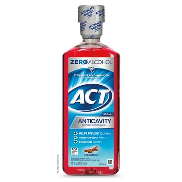 ACT Anticavity Fluoride Rinse Mouthwash Alcohol Free Cinnamon, 18oz, 3-Pack