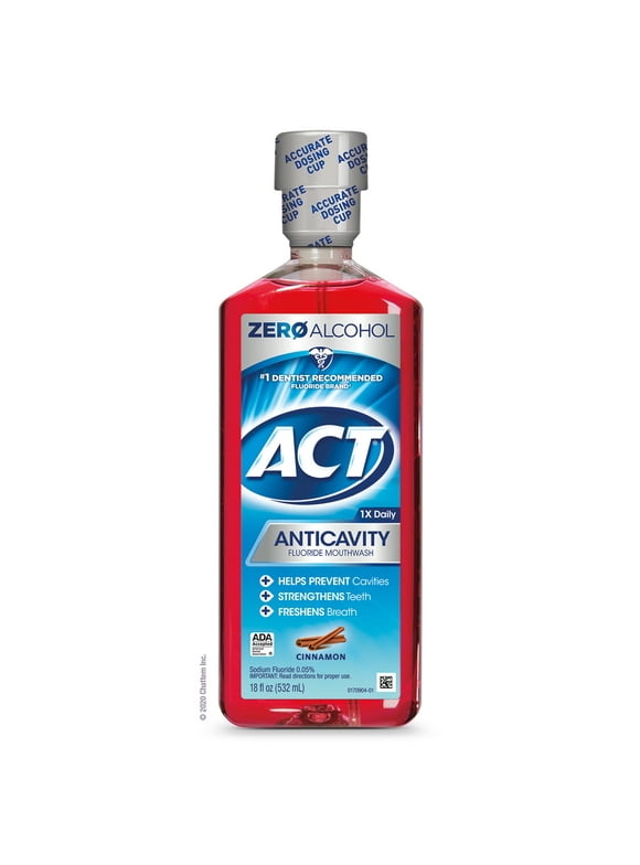 "ACT Anticavity Fluoride Rinse Mouthwash Alcohol Free Cinnamon, 18oz, 3-Pack"