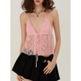 thumbnail image 6 of LMLYSoH Women Tank Tops Lace Tie-Up Halter Neck Casual Vests Summer Backless Sleeveless Tops Streetwear, 6 of 8
