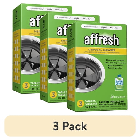 (3 pack) Affresh Garbage Disposal Cleaner, Removes Odor-Causing Residues, 3 Tablets