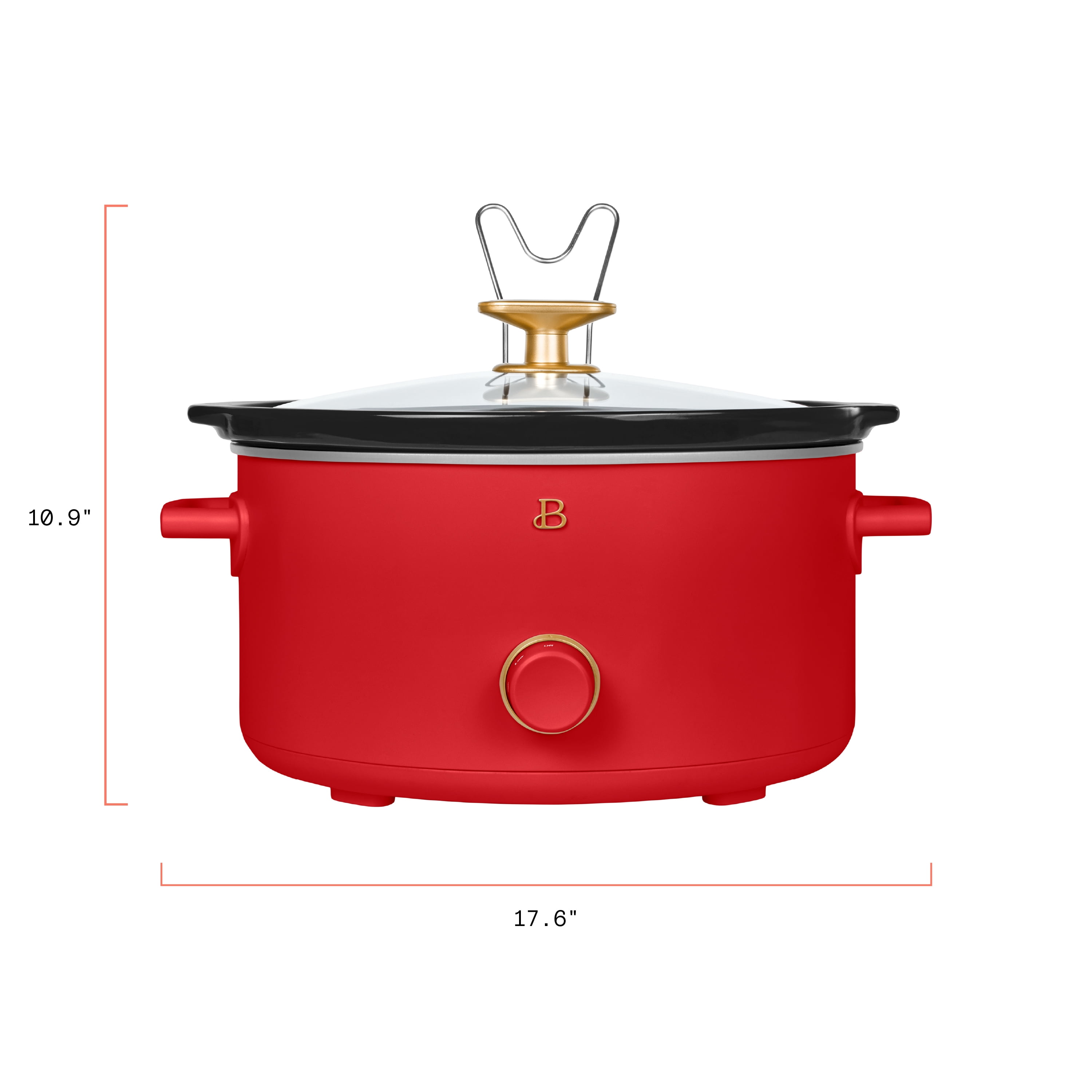 Beautiful 8 Qt Manual Slow Cooker, Tomato Red by Drew Barrymore
