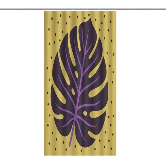 RKSupls Waterproof Shower Curtain, Monstera Leaf Dot Yellow Polyester Shower Curtain with Hooks for Chic Elegant Home Bathtub Bathroom Decor Washable