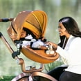 Hot Mom Baby Stroller Reversible Luxury PU Leather Pram,Brown