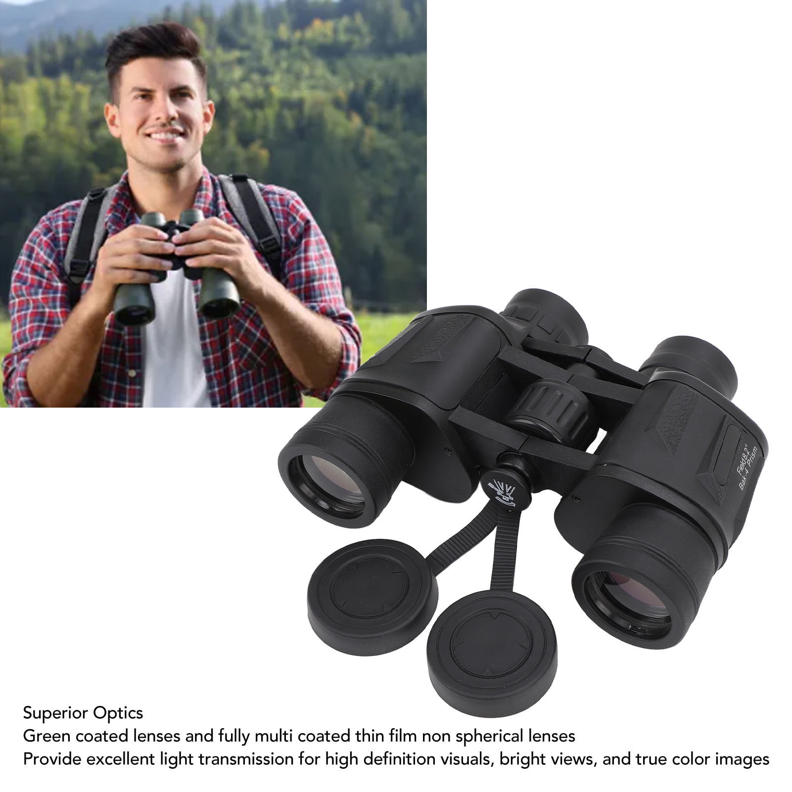 BIMZUC 8X40 HD Binoculars Compact High Power Green Fully Multi Coated Lens Large View Bird Watching Binoculars for Travel Concerts Opera