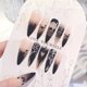 thumbnail image 2 of 24 uñas postizas MACHAO de Halloween góticas rosas negras con diamantes de imitación largas acrílicas, 2 of 5