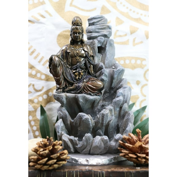 Ebros Bodhisattva Kuan Yin Buddha Backflow Incense Burner Statue 7.5"H