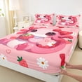 thumbnail image 3 of Homewish Kawaii Axolotl Twin Sheet Sets,Red Cute Strawberry Twin Fitted Sheet,White Cartoon Daisy Flower Flat Sheet For Girls Kids,Breathable Home Decor,3pcs, 3 of 7
